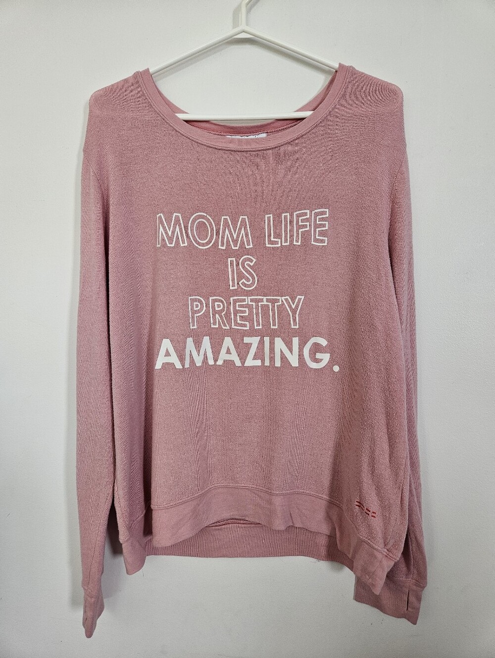 Peace Love World Mom Life Is Pretty Amazing Pink Pullover Sweatshirt M L
